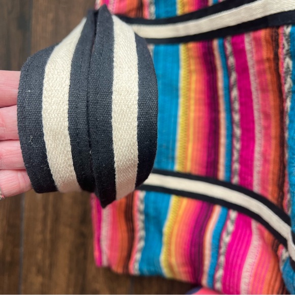 Large Boho striped Peruvian Mexican Zarape Tote beach Bag - Picture 6 of 15